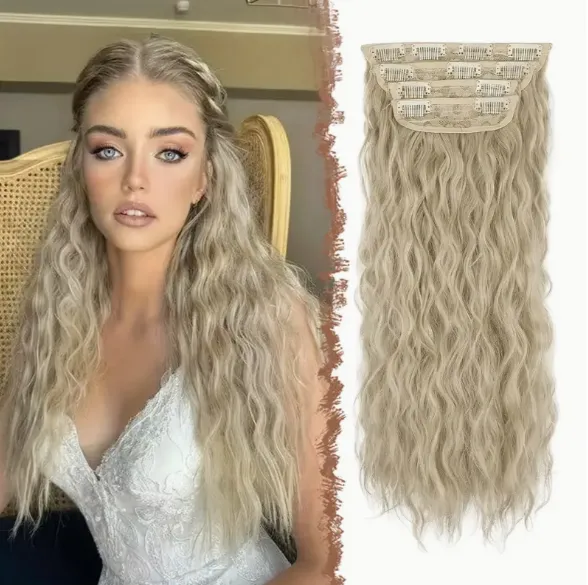 Water Wave Blonde Ombre Clip Ins Hair Extensions