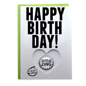 WHOLESALE PIN GREETING CARD - HAPPY BIRTHDAY