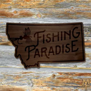 Wood Montana Fishing Paradise Wall Sign