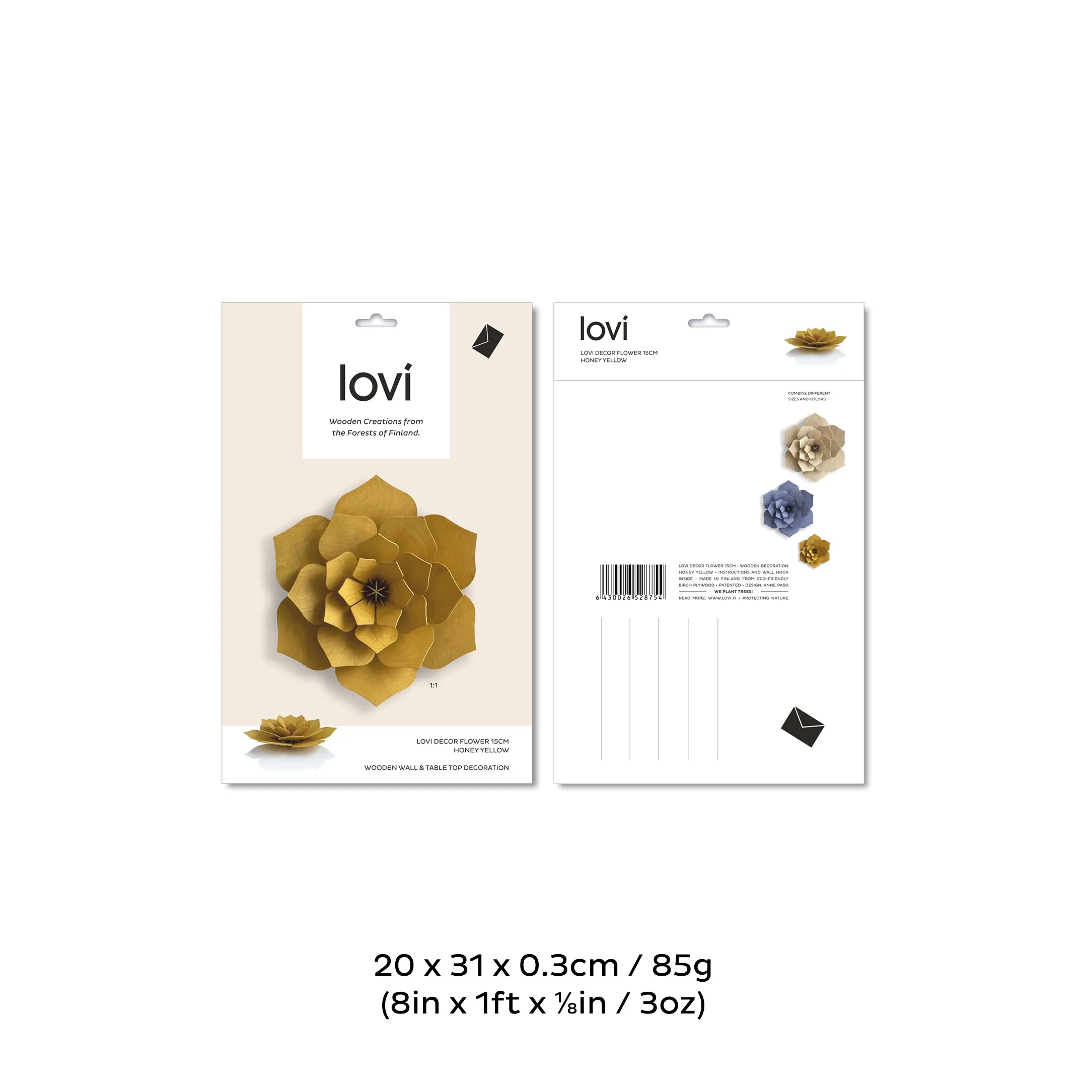 Wooden Decoration Flower, Honey Yellow