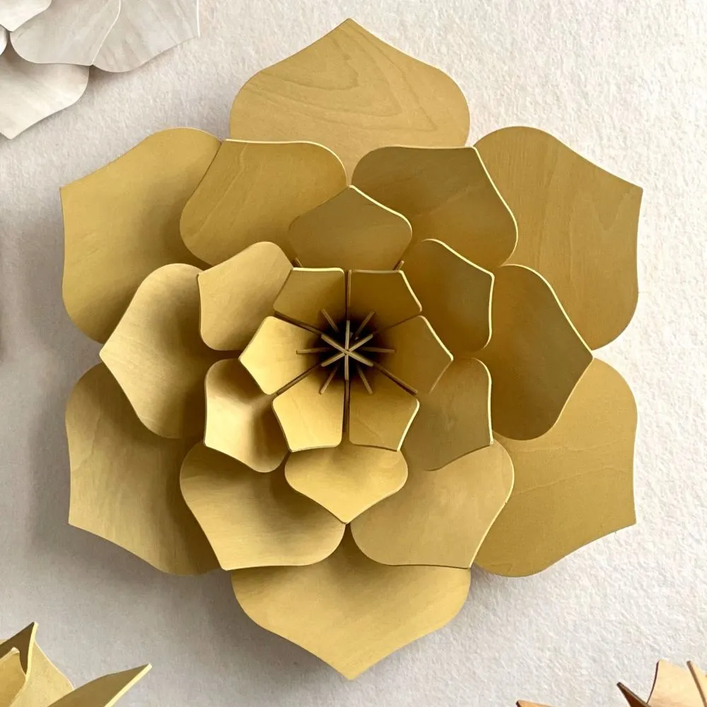 Wooden Decoration Flower, Honey Yellow