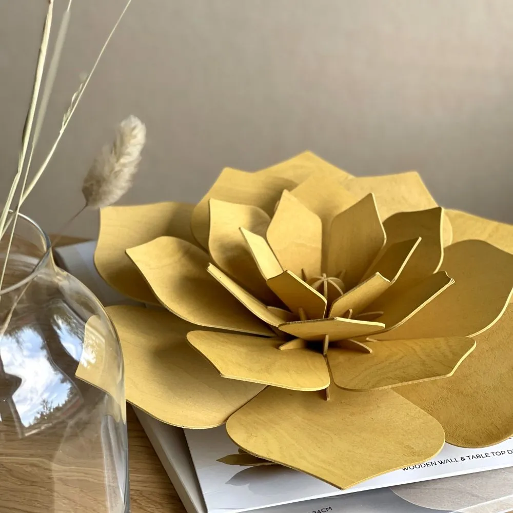 Wooden Decoration Flower, Honey Yellow