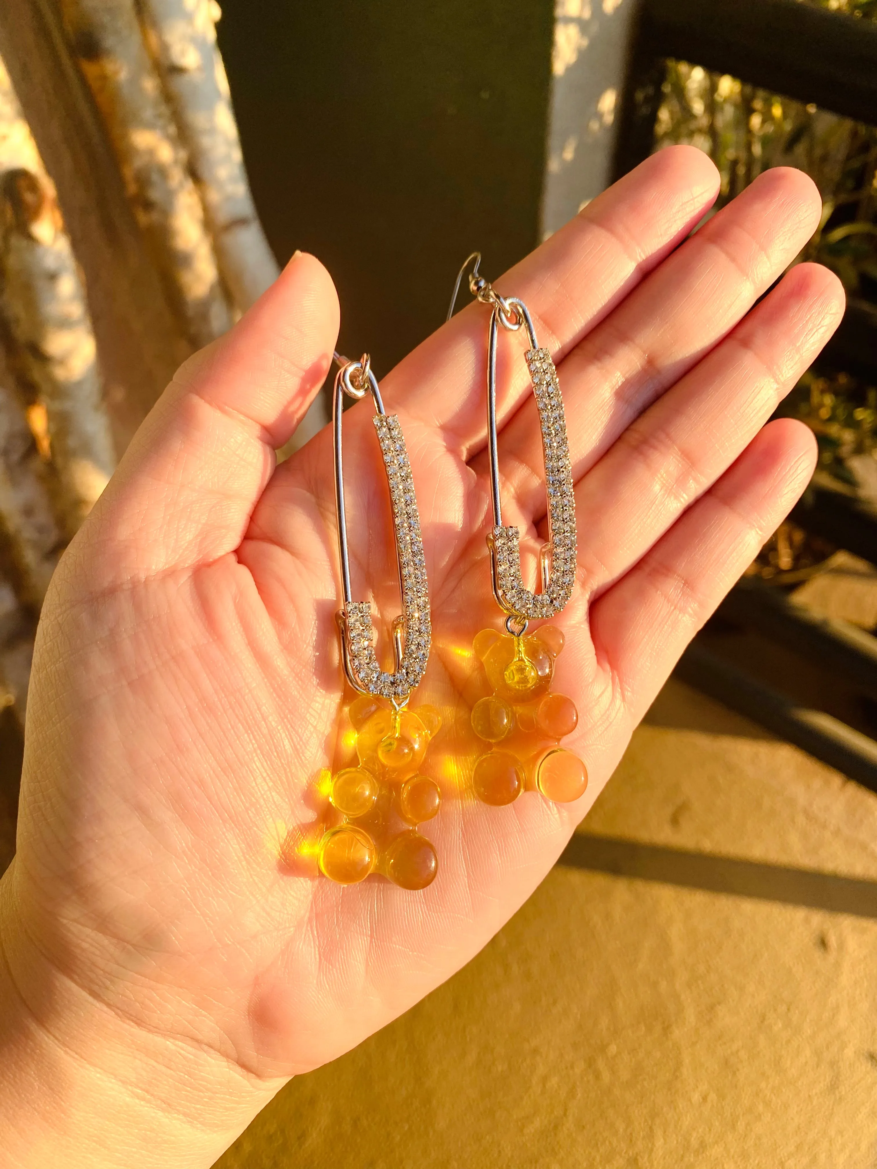 Yellow gummy bear earrings
