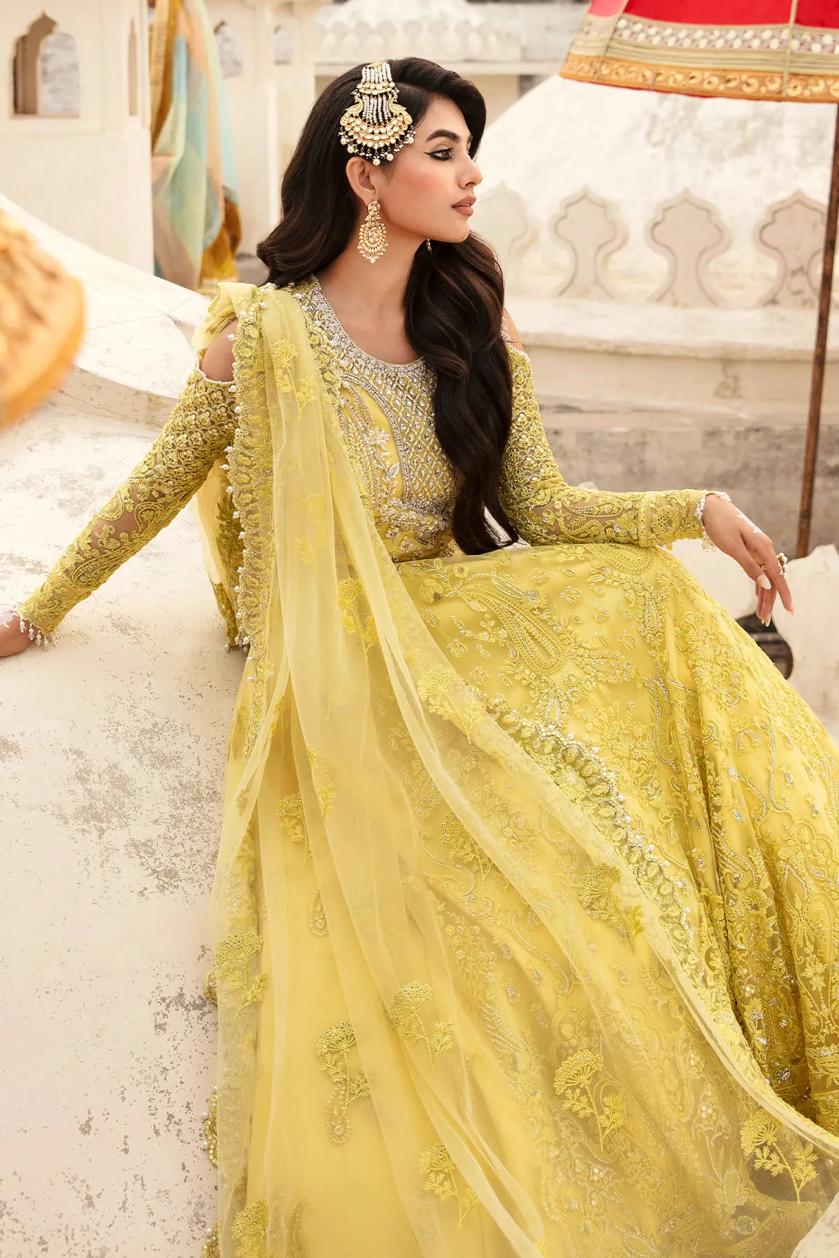 Yellow Lehenga Choli Bridal Mehndi Dress for Wedding