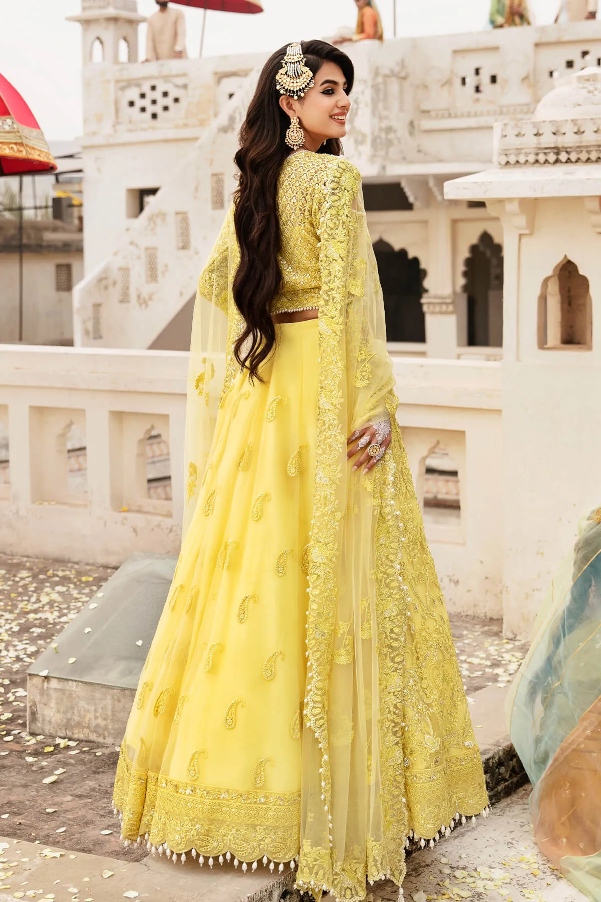 Yellow Lehenga Choli Bridal Mehndi Dress for Wedding