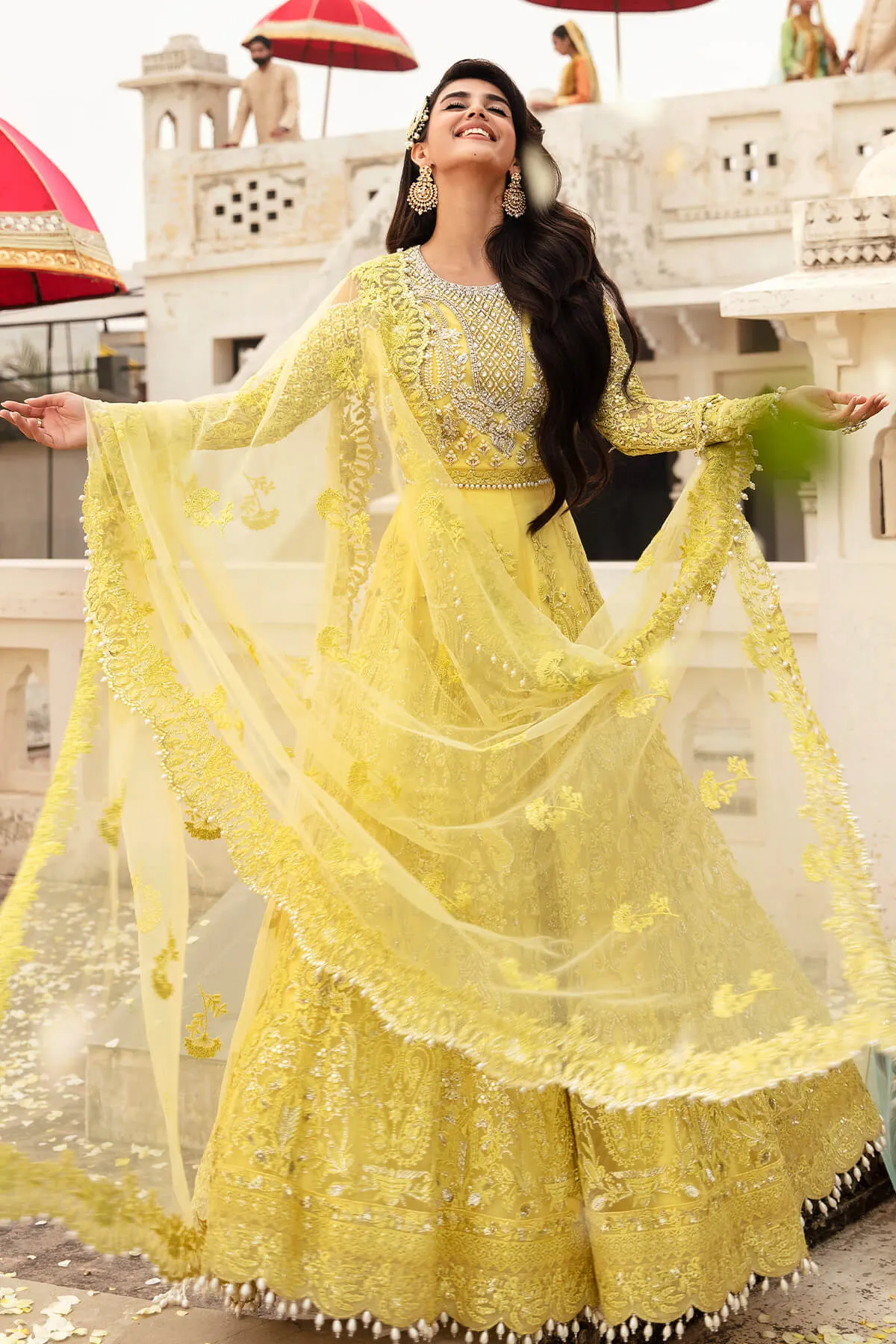 Yellow Lehenga Choli Bridal Mehndi Dress for Wedding