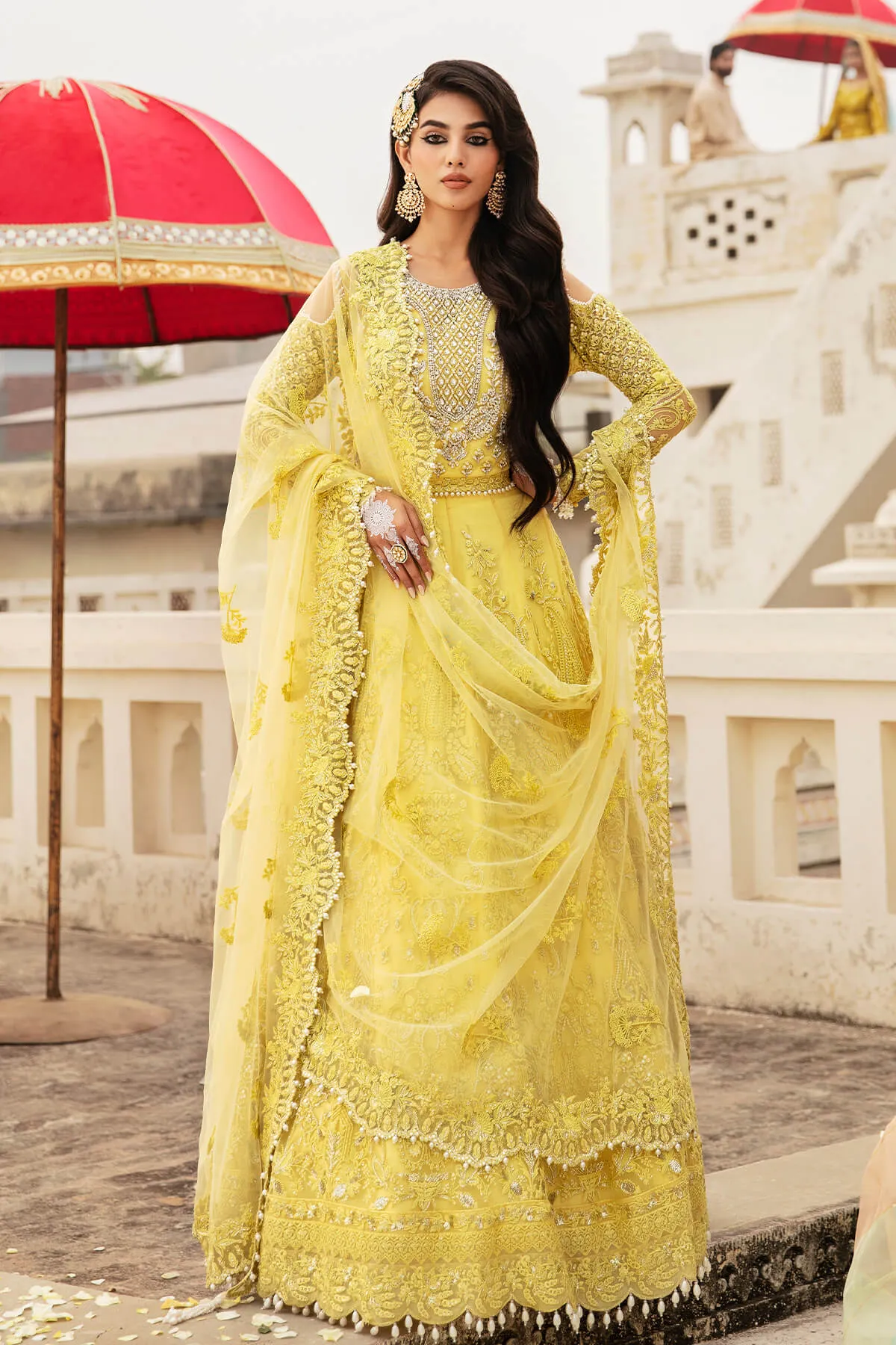 Yellow Lehenga Choli Bridal Mehndi Dress for Wedding